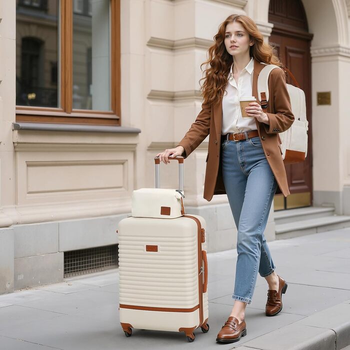 Набір валіз COOLIFE 3шт: велика валіза на коліщатках, рюкзак та сумка для туалетних речей (ABS, TSA-замок, 4 колеса)