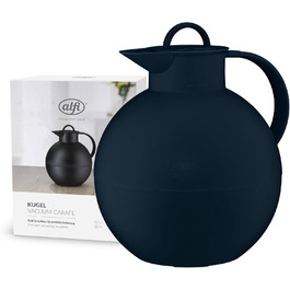 Термокружка Alfi KUGEL 0.94л, темно-синій матовий пластик, з термоізоляцією, з скляною вставкою, з поворотним закриттям, дизайнерська модель, кулькоподібна термокружка, ідеальна для кави та чаю, BPA-free, 940 мл, темно-синій матовий