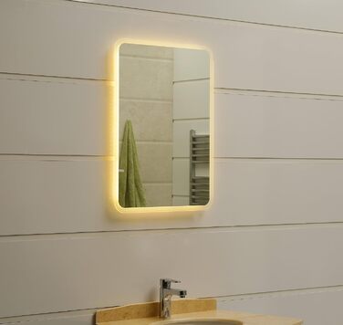 Дзеркало для ванної кімнати Dr. Fleischmann GS084N з LED-підсвічуванням (80x60 см, круглі кути, тепле біле світло)