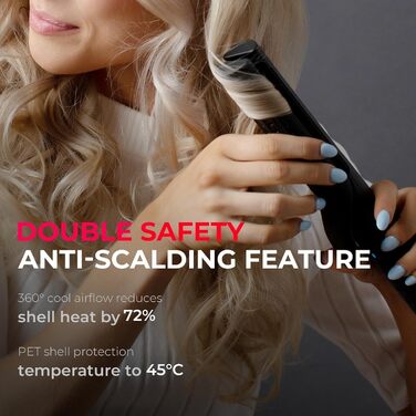 TYMO Airflow 2-в-1: праска для вирівнювання та завивки волосся з іонізацією, 32 мм, чорний