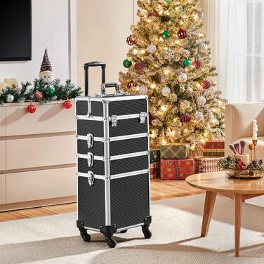 Косметичка-органайзер Yaheetech 4 в 1: велика, для косметики, прикрас, макіяжу, перукарів, ручна клада, чорна