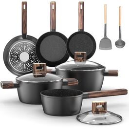 Набір посуду 11 предметів: каструлі та сковорідки з антипригарним покриттям, Induktion, алюміній, PFOA/PFOS free