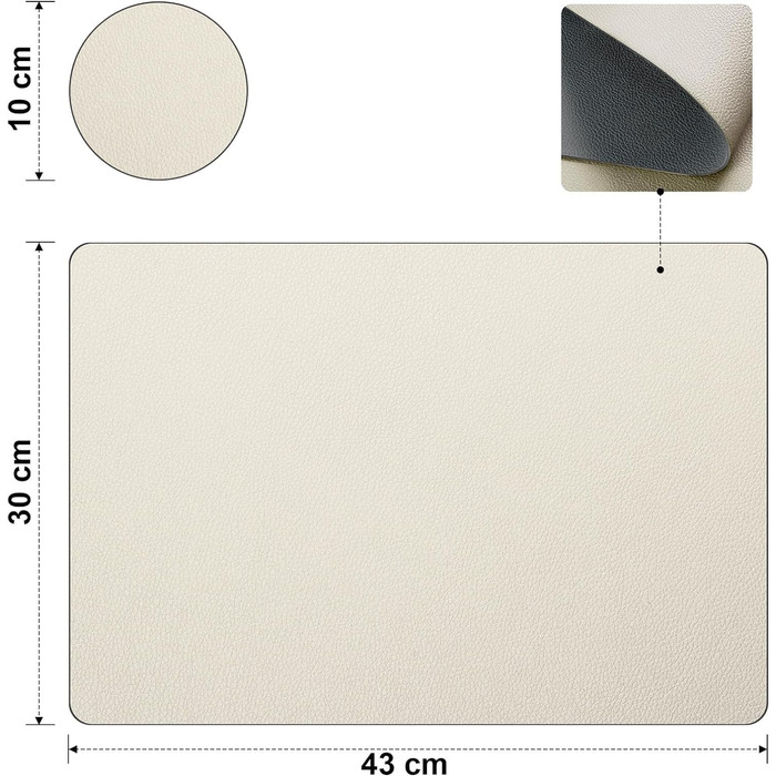 Набори підставки під тарілки 6 шт. з екошкіри, 43x30 см (червоний/бежевий)