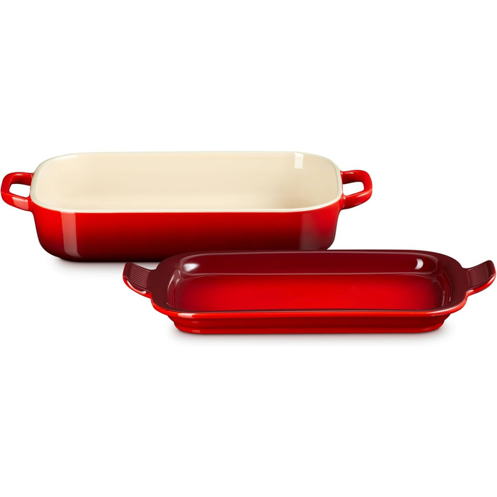 Форма для запікання Le Creuset прямокутна зі скляною кришкою, 3 л, вишнево-червоний колір