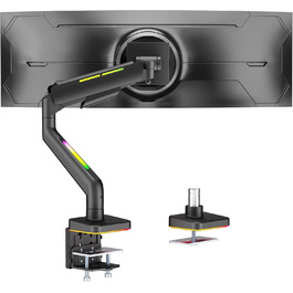 Кріплення для монітора ARES WING Ergonomic RGB, 17-49 дюймів, регульоване по висоті, поворотне, нахилене, RGB LED (білий/чорний)