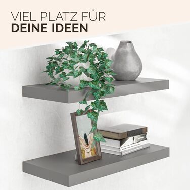 Настінна полиця Casaria Holz Schwarz 15 кг - для кухні, вітальні, коридору. Плаваюча полиця, книжкова полиця, матова