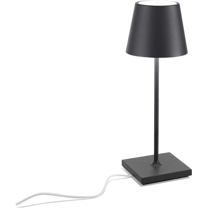 Zafferano Poldina Pro Mini – бездротова LED-лампа для дому та саду, білий колір, сенсорне керування, регулювання яскравості, 30 см, з зарядним пристроєм