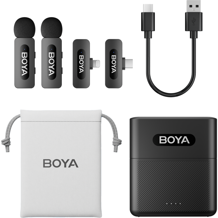 Бездротовий петличний мікрофон BOYA BY-V3 combo Type-C/Lightning Black