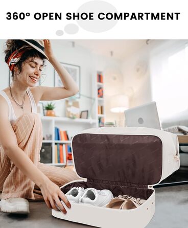 Спортивна сумка LOVEVOOK для подорожей: дорожня сумка-валіза, дорожня сумка-мішок, сумка для одягу, валіза для ручної поклажі, сумка для пологів, з відділенням для взуття та косметичкою, бежево-коричнево-чорна