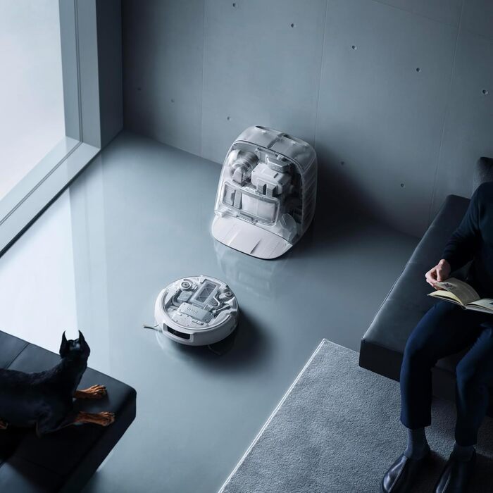 Робот-пилосос DJI ROMO S з функцією миття підлоги, 25000 Па потужність всмоктування, розпізнавання перешкод рівня дрона, два роботизовані руки, 200 днів без обслуговування, автоматичне очищення та сушіння моп-насадки (DJI ROMO P (версія з баком для води))