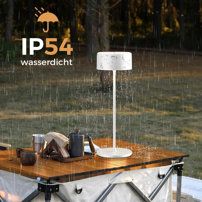 LED-лампа настільна акумуляторна з регулюванням яскравості, перезарядна, 3000-6000K+RGB, USB-C, для дому та вулиці, водонепроникна (IP54), алюмінієва