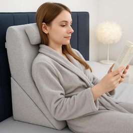 Подушка для спини Lesekissen з регульованою підголівником, з піною з пам'яті, знімний чохол, дихаюча та неслизька, ручка – трикутна для спини, шиї та ніг, 60 x 50 x 30 см