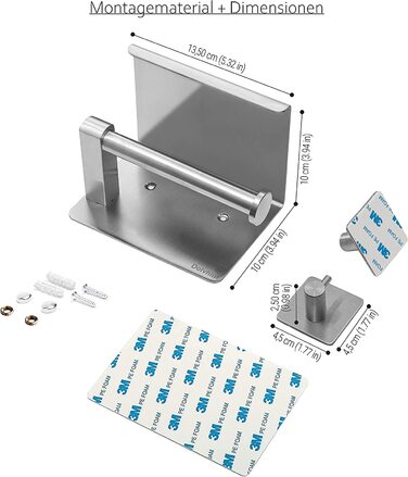Тримач для туалетного паперу Dolvhin без свердління, включаючи 2-кратний тримач для рушників, тримач для туалетного паперу з нержавіючої сталі, самоклеючий набір для ванної, Тримач для туалетного рулону (матовий)