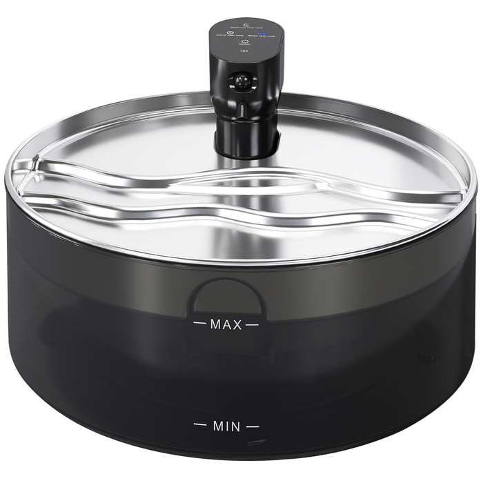 Джерело води для котів Katzenbrunnen 7L з тихою помпою, LED-підсвіткою, фільтром з активованого вугілля та нержавіючою сталлю (30,6 x 30,6 x 17,2 см)