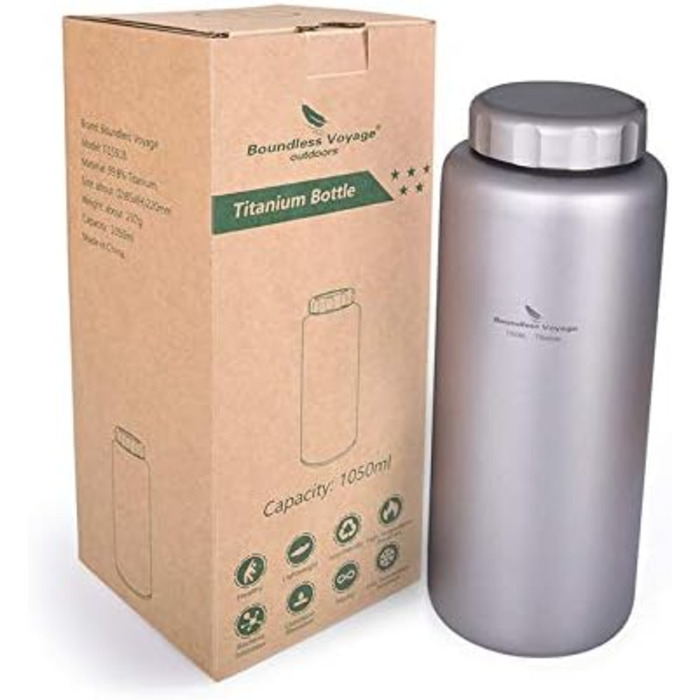 Фляга для води iBasingo 1050 мл з широким горлом, не протікає, для спорту, кемпінгу, туризму та подорожей (Ti3005D, Ti3005d-1050ml)