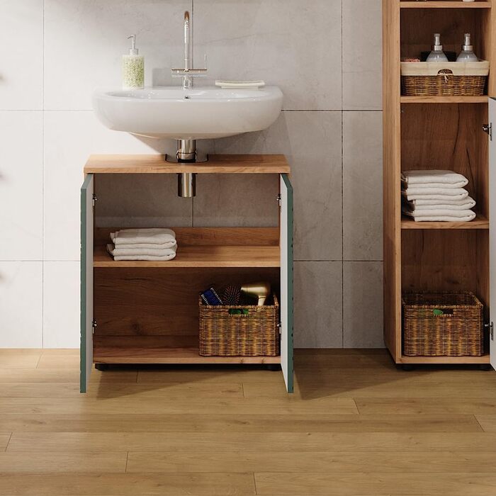 Підставка під раковину Vicco Grün/Goldkraft Eiche Irma, 60x59x30 см - шафка для ванної кімнати, 60 см