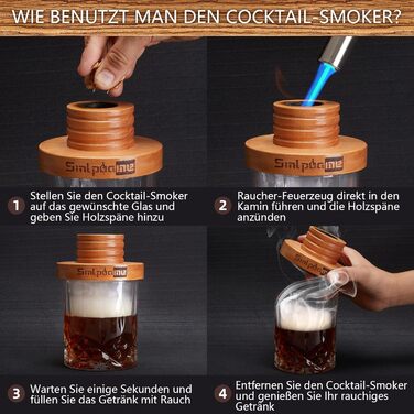Коктейльний набір для копчення з дерев'яною стружкою (4 види) - подарунок для тата, чоловіка, любителя коктейлів
