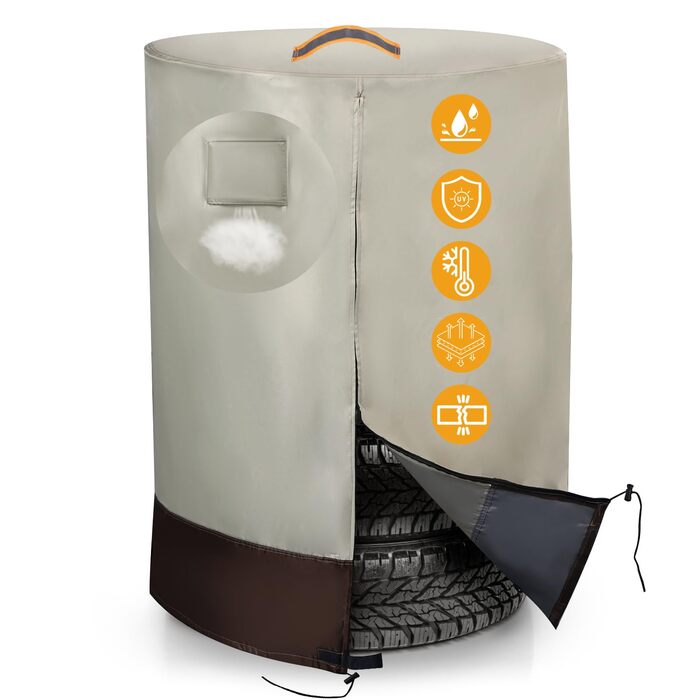 Міцна сумка для коліс автомобіля 420D, універсальна, для 4 коліс, з блискавкою та водовідштовхувальним покриттям, розмір 84x120 см (бежева та коричнева)