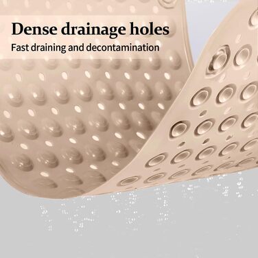 Килимок для душу протиковзкий 50x80 см з присосками та отворами для стоку води, бежевий