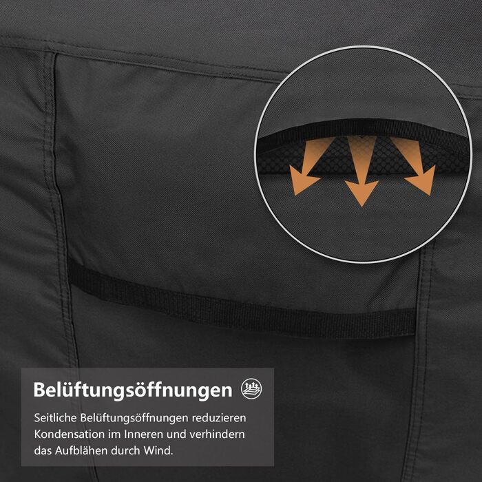 Водонепроникна та вітростійка чохол для садово-патіо меблів Dokon, 242x162x100 см, чорний