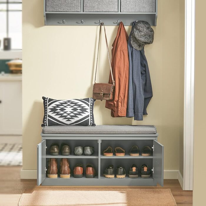 Полка для взуття SoBuy з місцем для сидіння, вузька, 98x49x37 см, FSR131-HG