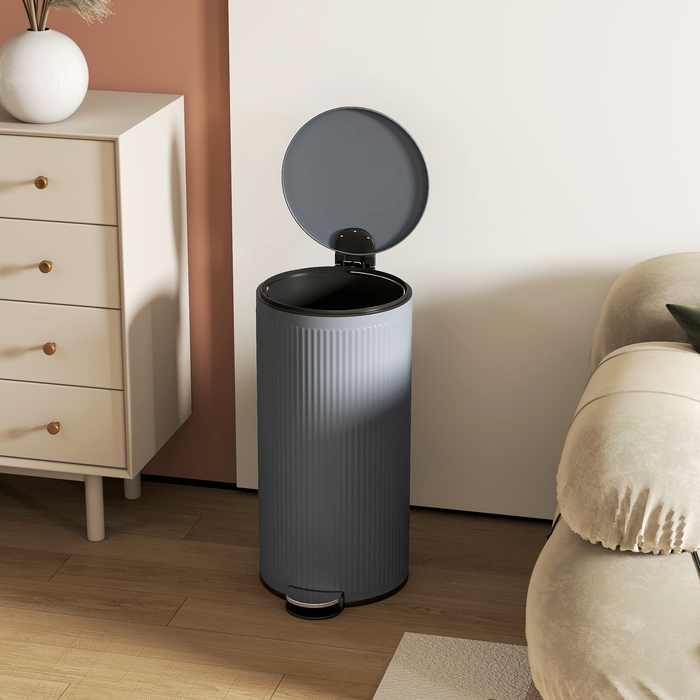 Відро для сміття 30 л з м'яким закриттям кришки та педаллю, внутрішній відрізок з металу, чорного кольору, розміри 36 x 30 x 60,5 см