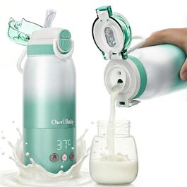 Портативний підігрівач пляшечок для дитини, швидкий нагрів, акумулятор 12000mAh, 2 режими нагріву (молоко/вода), об'єм 355мл, кришка з трубочкою