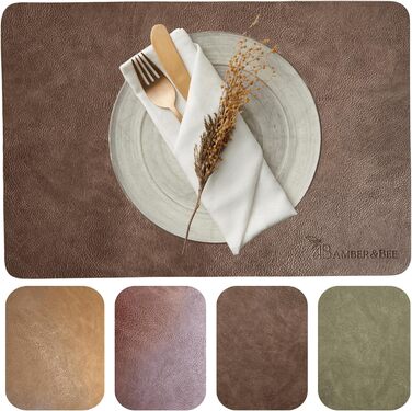 Amber&Bee Набори підставки під тарілки з екошкіри, 6 шт., шоколадно-коричневого кольору
