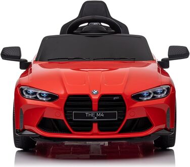 Дитячий електромобіль BMW M4 MPower 90W, EVA колеса, шкіряне сидіння, 12V 10Ah, Bluetooth, пульт, червоний
