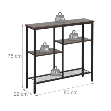 Столик-консоль Relaxdays з 4 полицями
