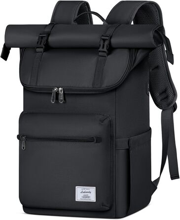 Рюкзак Lubardy Rolltop чоловічий жіночий водонепроникний 17,3 з отвором USB для Uni Work Travel Black