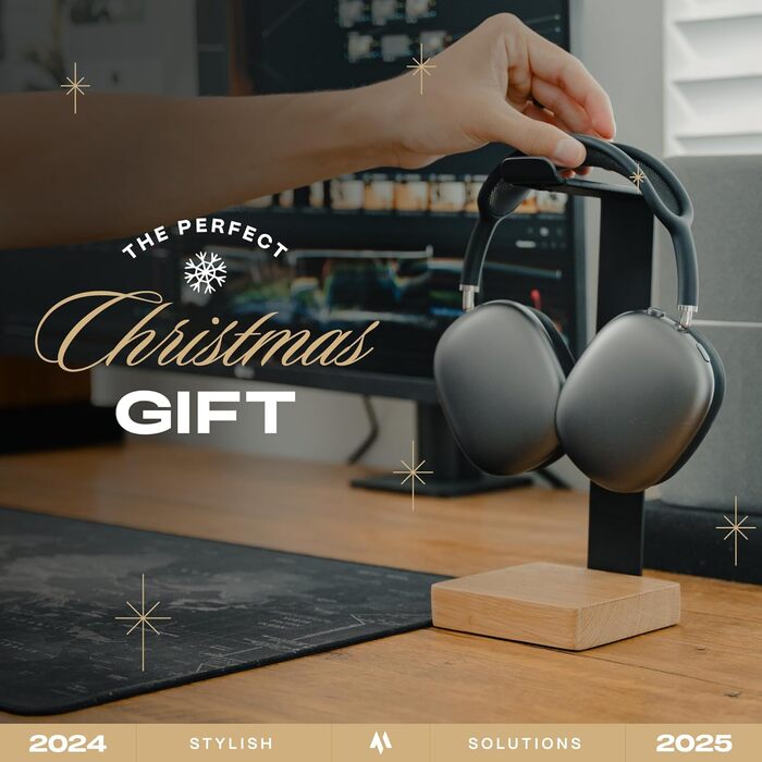 Підставка для навушників CORE MINDED на стіл, масивна, для геймінгу, з дерева, сумісна з Airpods Max та іншими моделями (дуб масив)