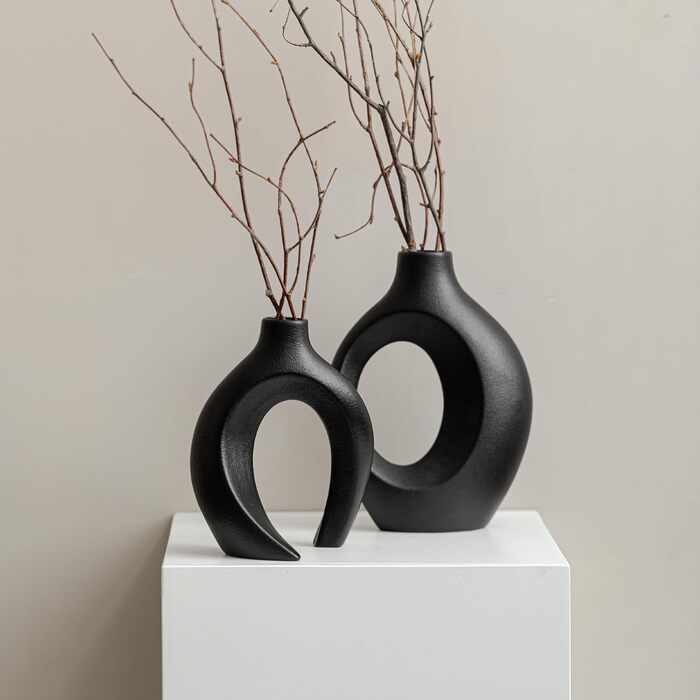 Керамічна ваза SUKIYPO, 2 шт. у наборі, бежева, сучасний дизайн, для дому, офісу, декору інтер'єру