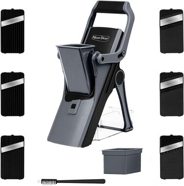 Nicer Dicer Mandoline 12-ти частинний набір для нарізки овочів, слайсер, овочевий гострий ніж, для нарізки соломкою, слайсами, кубиками, кухонний овочевий слайсер, турквіс/зелений