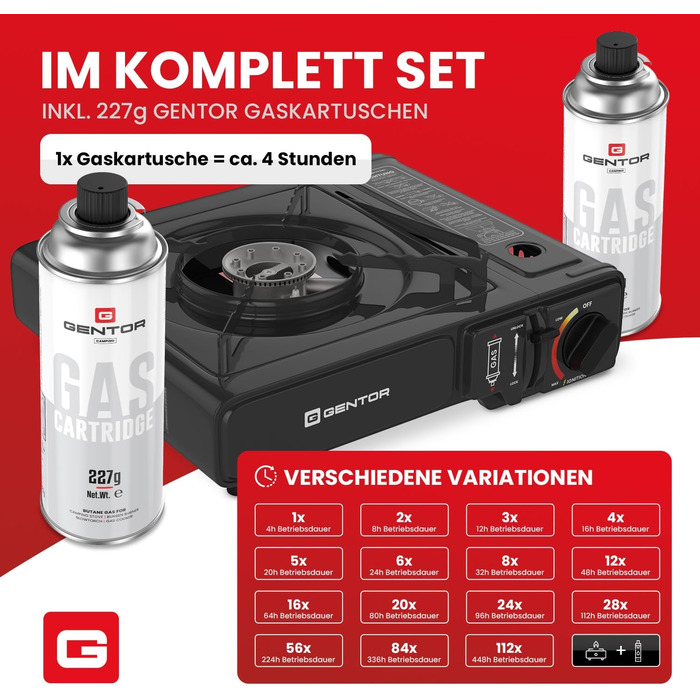 Газовий набір для кемпінгу: плита, 4 балончики 227г та кейс. Плита для кемпінгу, приготування їжі без електрики. Газова плита, газова картридж, кейс для транспортування