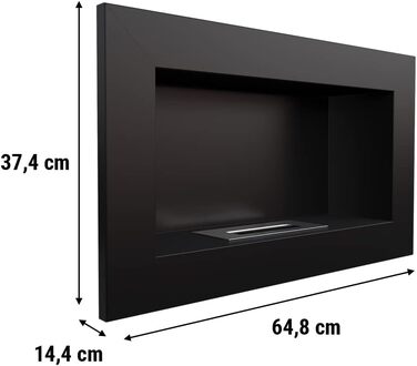 Камін Камін Настінний Гольф чорний 374x648мм TV протестований без скління