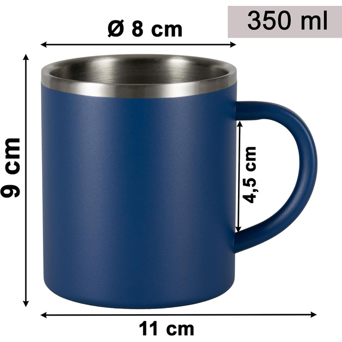 Набір посуду Melamin Adria Blue (6 осіб) з нержавіючої сталі, термокружки, імітація кераміки - для кемпінгу, подорожей, пікніків