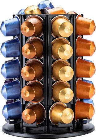 Тримач для капсул кави Bagoo для Nespresso з поворотним механізмом на 360° та додатковим відсіком для капсул (40+)