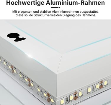 LED дзеркало для ванної кімнати 60x80 см з підсвіткою, сенсорне, протизапар, IP44, 3 колірні температури