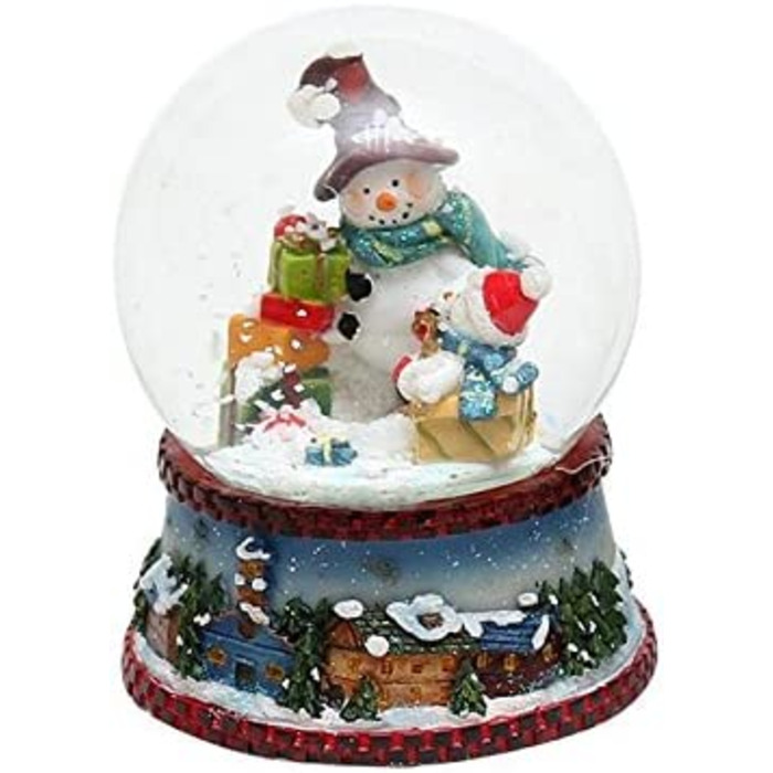 Снігова куля, сніговик в синьому шарфі, розміри В / Ш / куля приблизно 8,5 х 6,5 см / 6,5 см. 501227-Синій