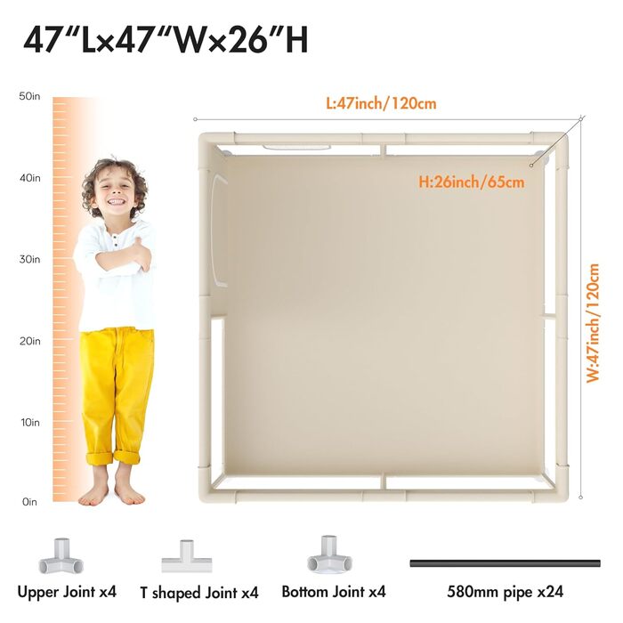 Дитячий манеж Mloong 120x120 з матрацом, дихаючою сіткою та присосками, ідеальний варіант для квартири