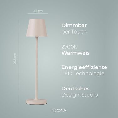 Бездротова LED лампа Nova Leuchte: диммування, акумулятор 2200mA, IP54, тепле світло 2700K, для дому та саду (пісок)