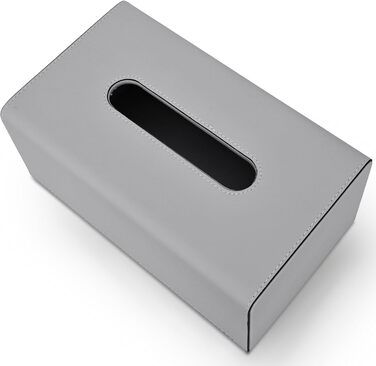 Склянка для серветок з PU шкіри, сіра, прямокутна - KINGFOM | для офісу, авто, дому