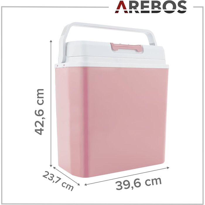 Кулер Arebos 20 літрів для охолодження та збереження тепла Міні-холодильник Термоелектричний охолоджувач з режимом ECO 12/230 В для автомобіля та розетки електричний кулер (Червоний)