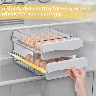 Контейнер для яєць Deecam на 40 яєць, органайзер для холодильника, прозорий, білий