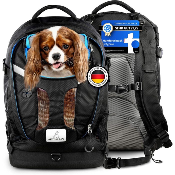 Рюкзак для собак PETYPAW Для собак до 9 кг Дихаюча, водонепроникна система перенесення для походів Подорожі та перевезення собак Рюкзак для собак Вуличний, громадський транспорт