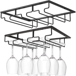 Тримач для келихів FIAMER – 2 шт. (3 ряди, чорний) – для кухні, бару, ресторану