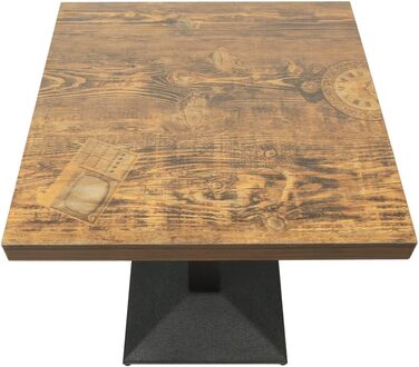 Стол кухонний Homewell квадратний на одній ніжці, 60x60x75 см, коричневий (вінтажний дизайн годинника), для 4 осіб