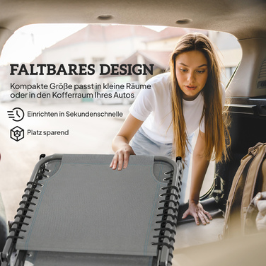 Шезлонг для відпочинку, розкладний, з дихаючою оббивкою, металевий каркас, 189 x 58 x 30 см, світло-сірий