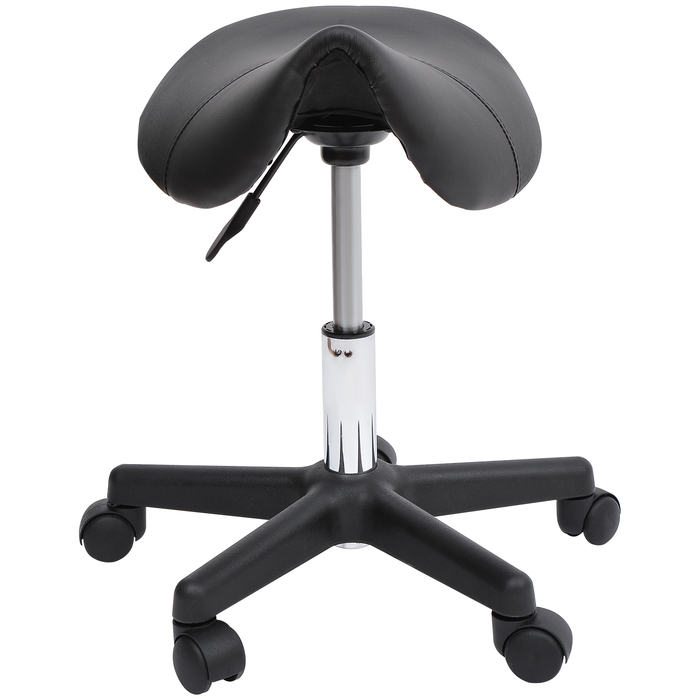 HOMCOM Swivel Stool Регульований по висоті поворотний табурет з коліщатками, поворотне салонне крісло зі штучної шкіри чорного кольору, ідеально підходить для перукарень та офісів